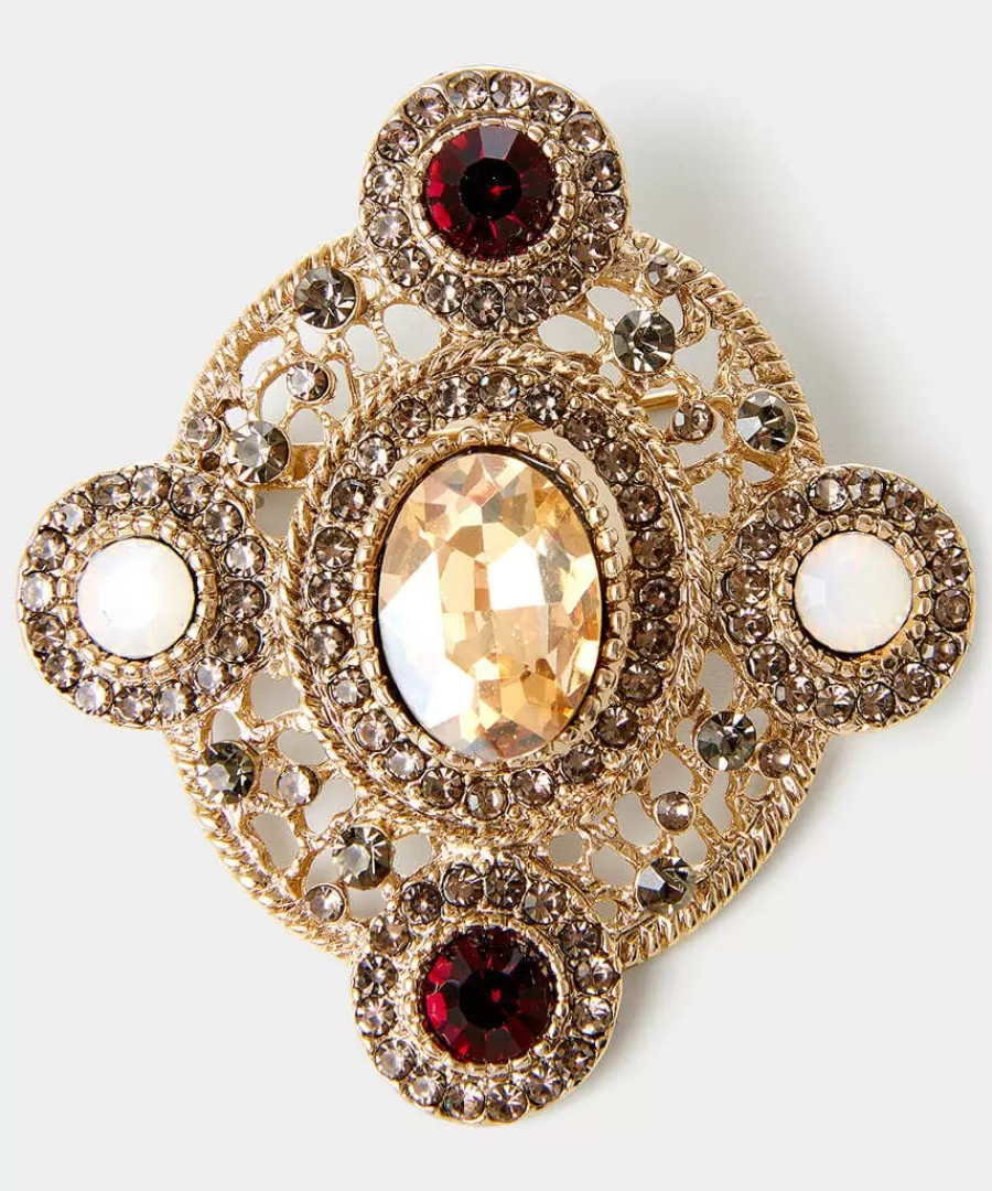 Clearance Joe Browns A Touch Of Vintage Brooch Set Gold Multi