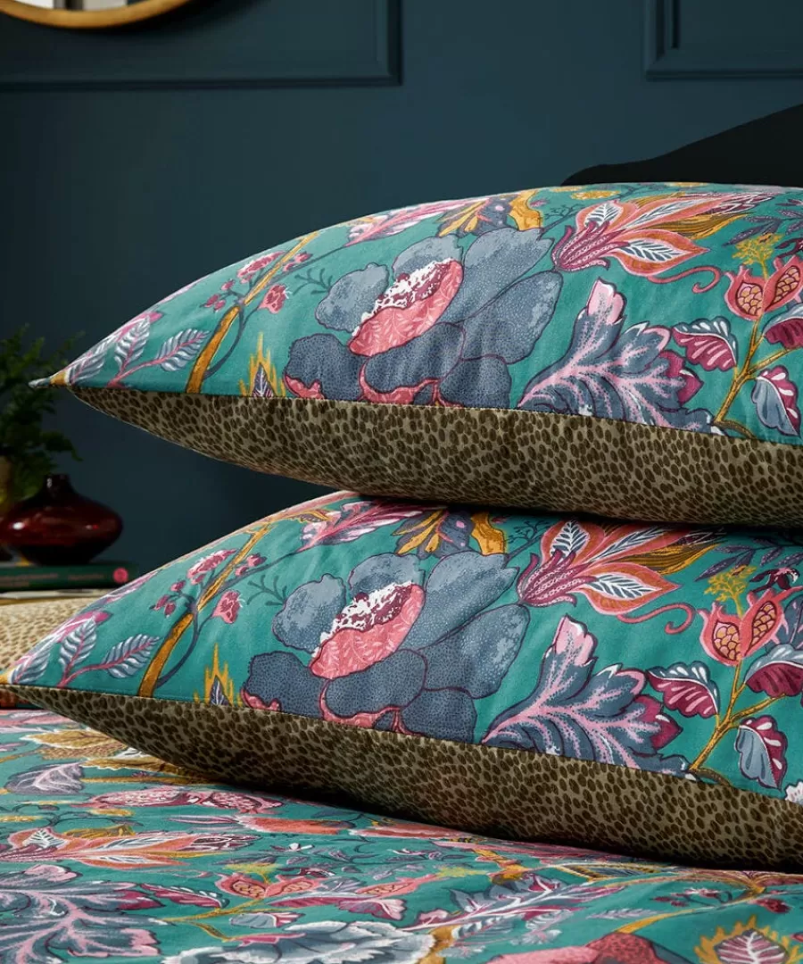 Discount Joe Browns Savanna Leopard Florals Cotton Slub Reversible Duvet Set Blue
