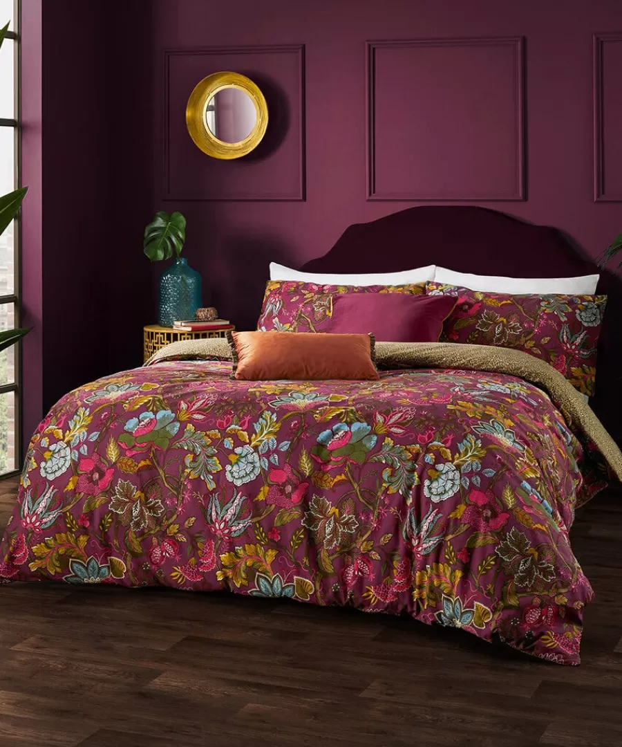 Cheap Joe Browns Savanna Leopard Florals Cotton Slub Reversible Duvet Set Cerise