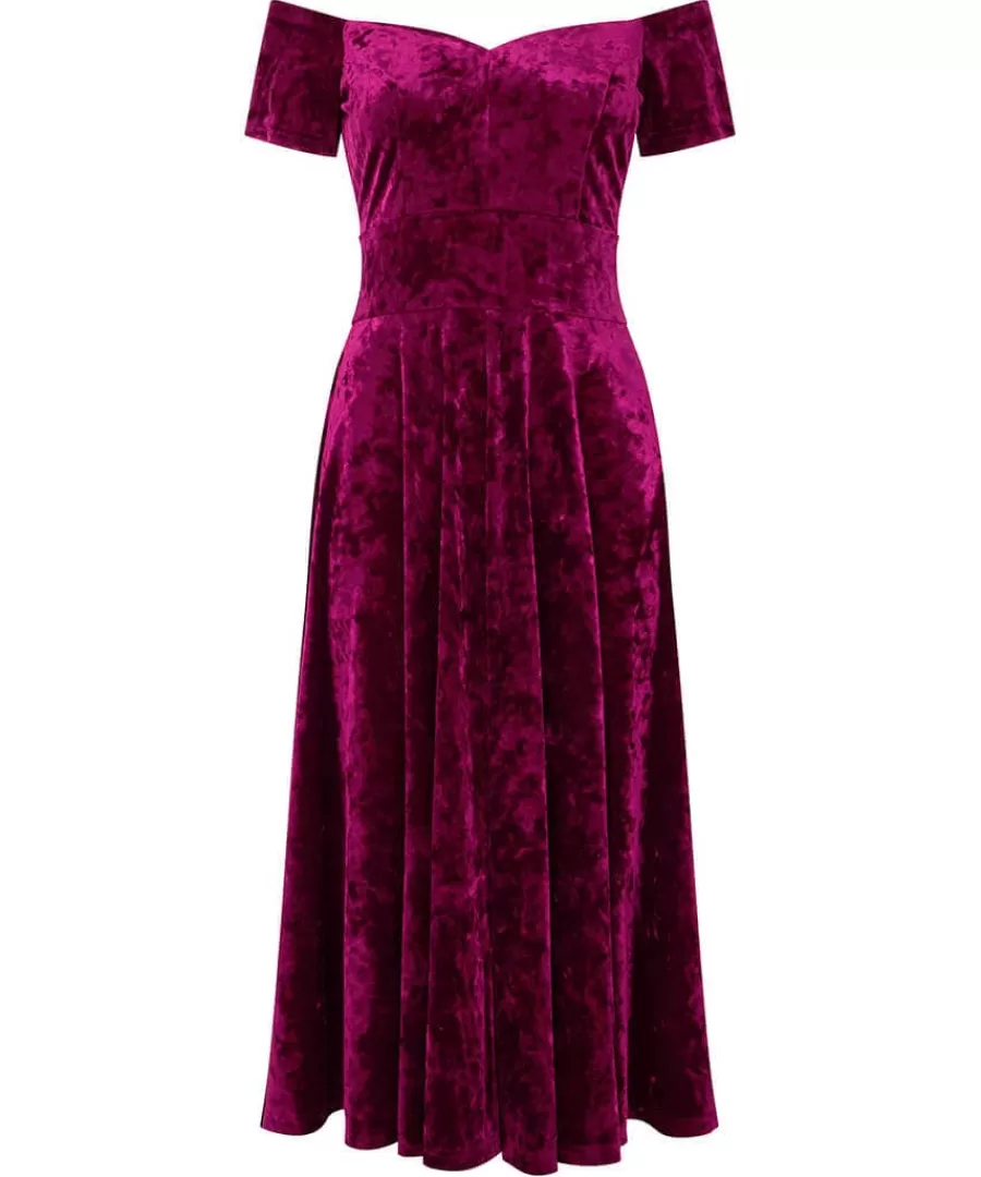Fashion Joe Browns Ellie Vintage Velour Dress Berry