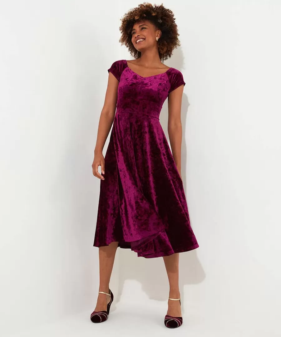 Fashion Joe Browns Ellie Vintage Velour Dress Berry