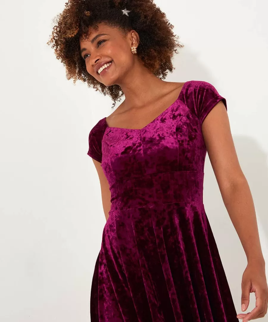 Fashion Joe Browns Ellie Vintage Velour Dress Berry
