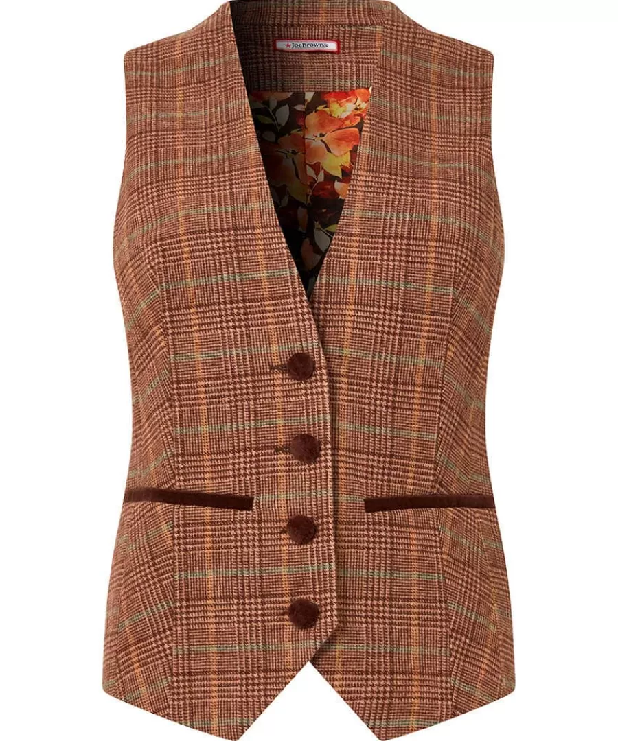 Clearance Joe Browns Heritage Check Waistcoat Brown