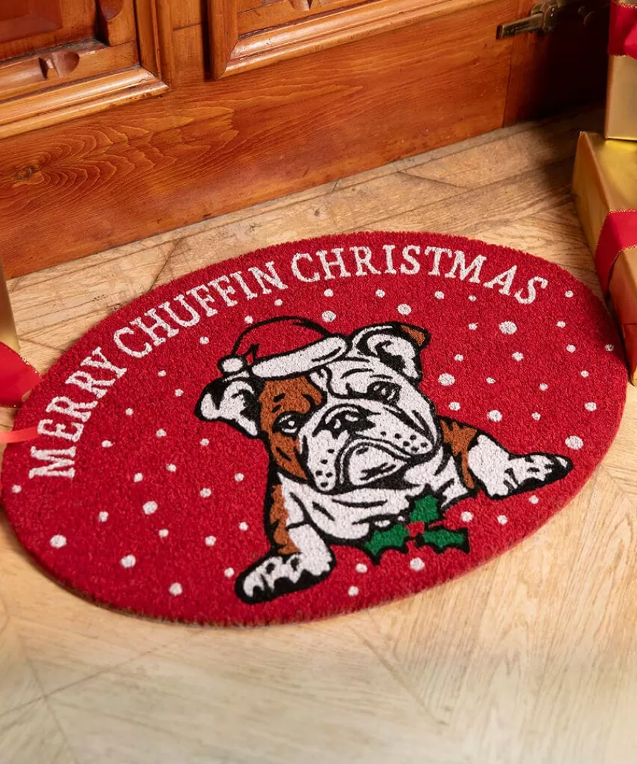 Outlet Joe Browns Merry Chuffin Christmas Bulldog Doormat Red