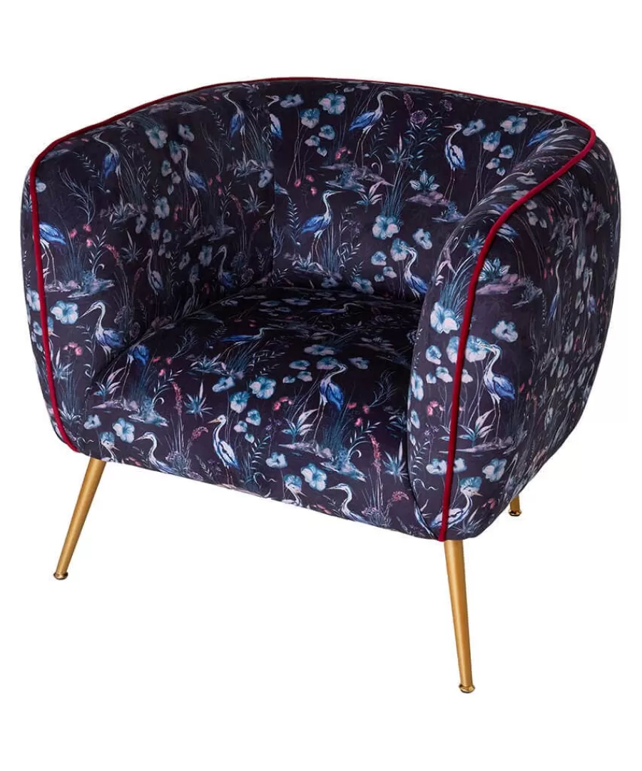 Shop Joe Browns Nouveau Herons Velvet Chair Charcoal