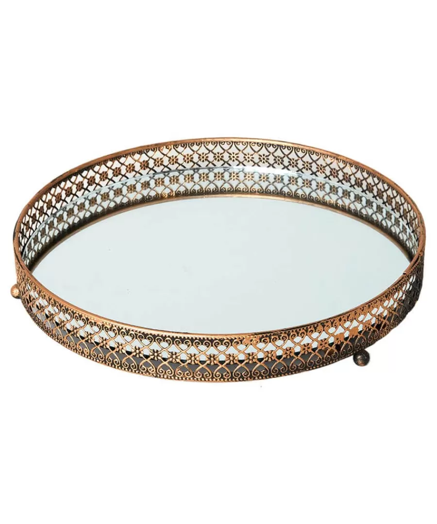 Best Sale Joe Browns Portobello Round Brass Mirror Tray Gold