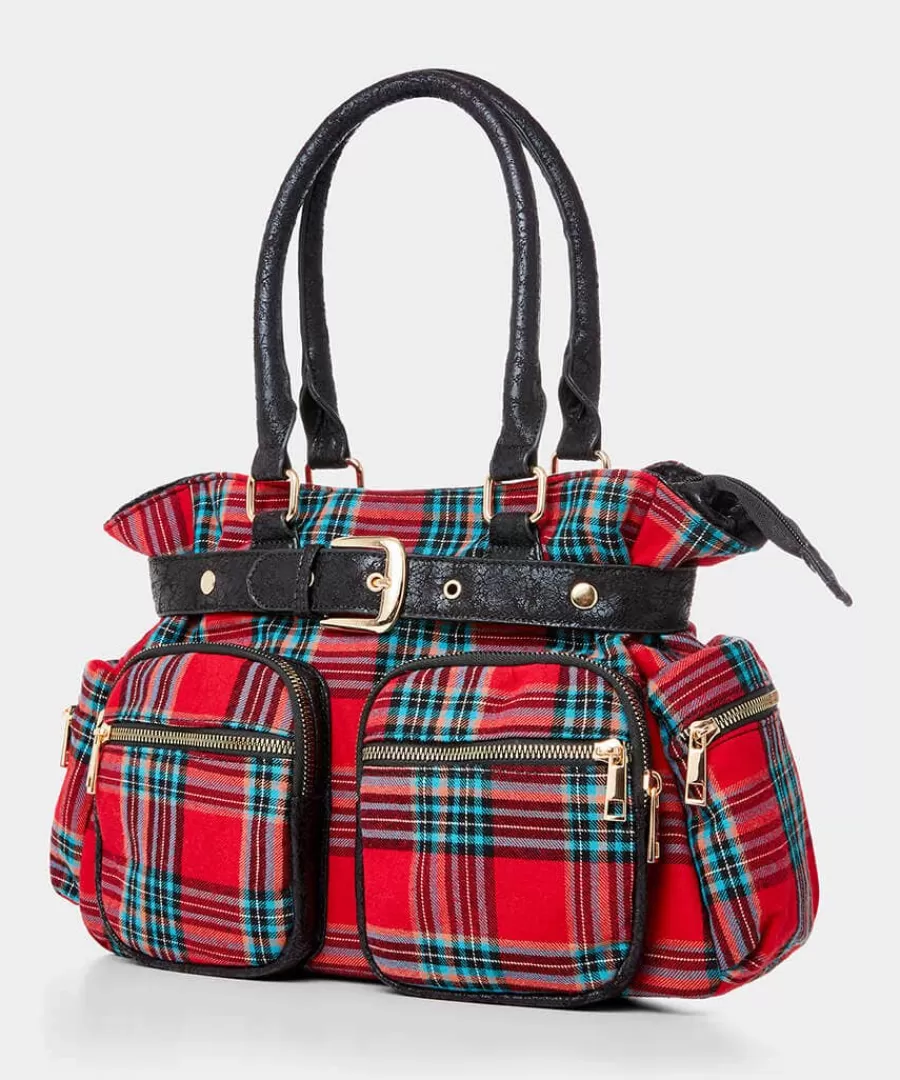Hot Joe Browns Vintage Alley Check Bag Red Multi