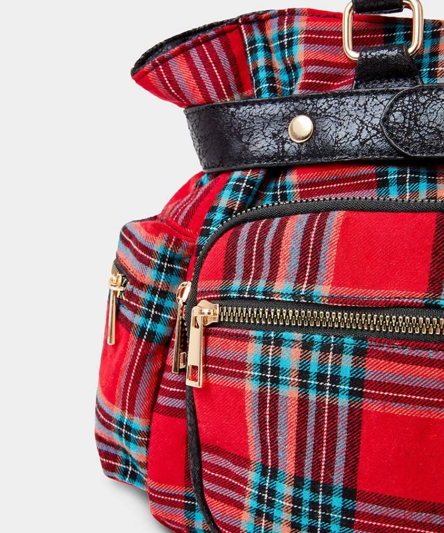 Hot Joe Browns Vintage Alley Check Bag Red Multi