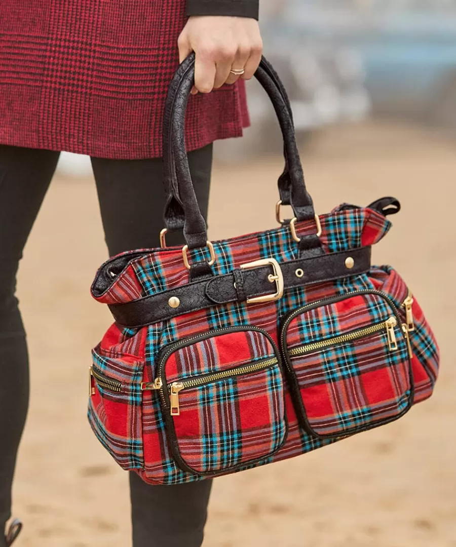 Hot Joe Browns Vintage Alley Check Bag Red Multi