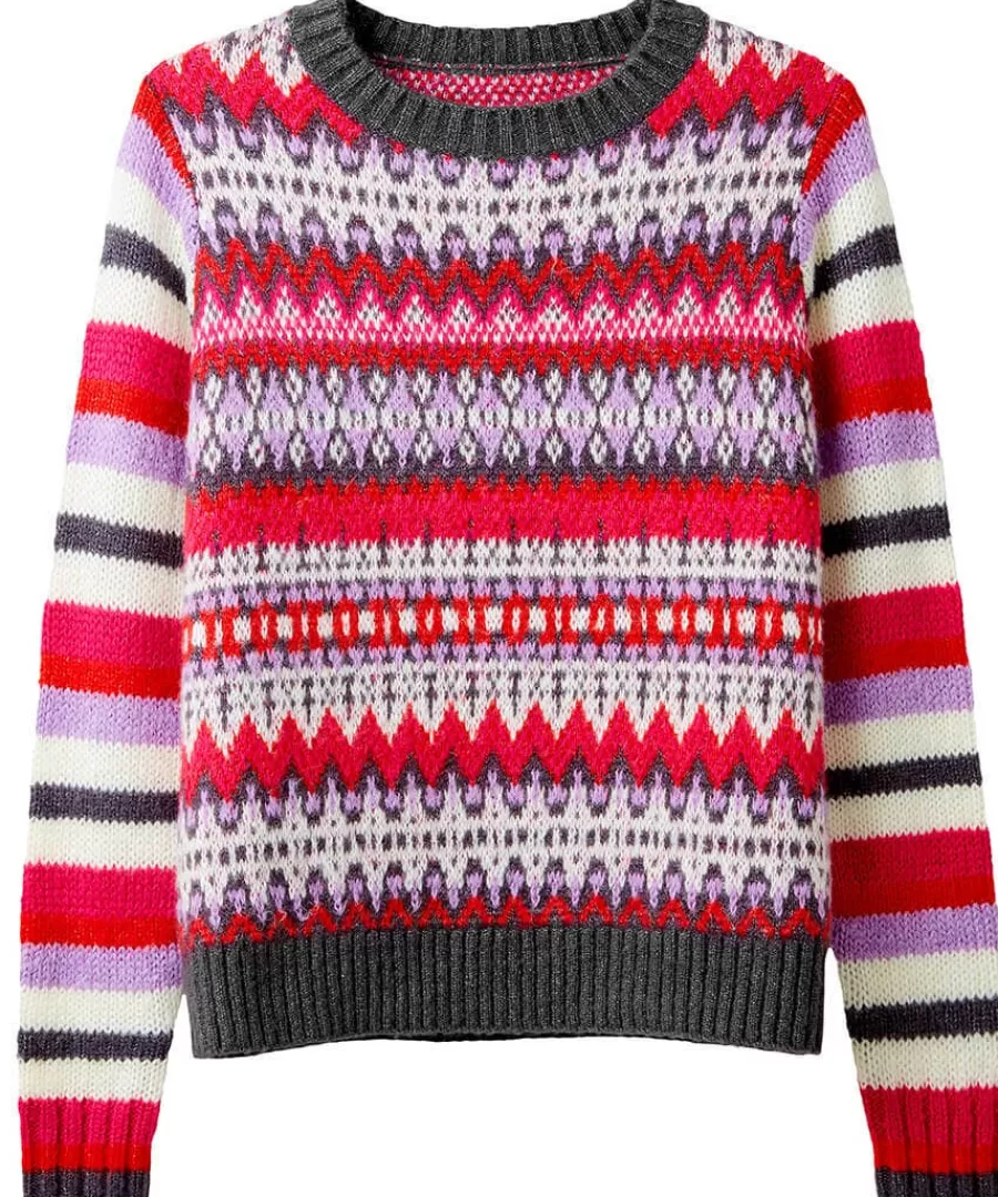 Hot Joe Browns Winter Brights Fairisle Jumper Pink